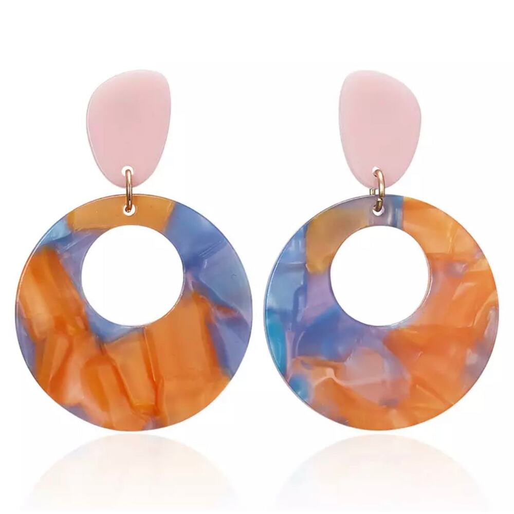 Charlotte Multicolor Resin Drop Earrings - Orange 1-A-5-72